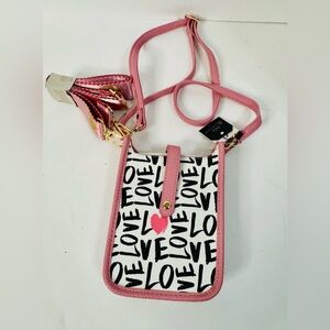Julia Buxton Pink Love Print Crossbody Bag